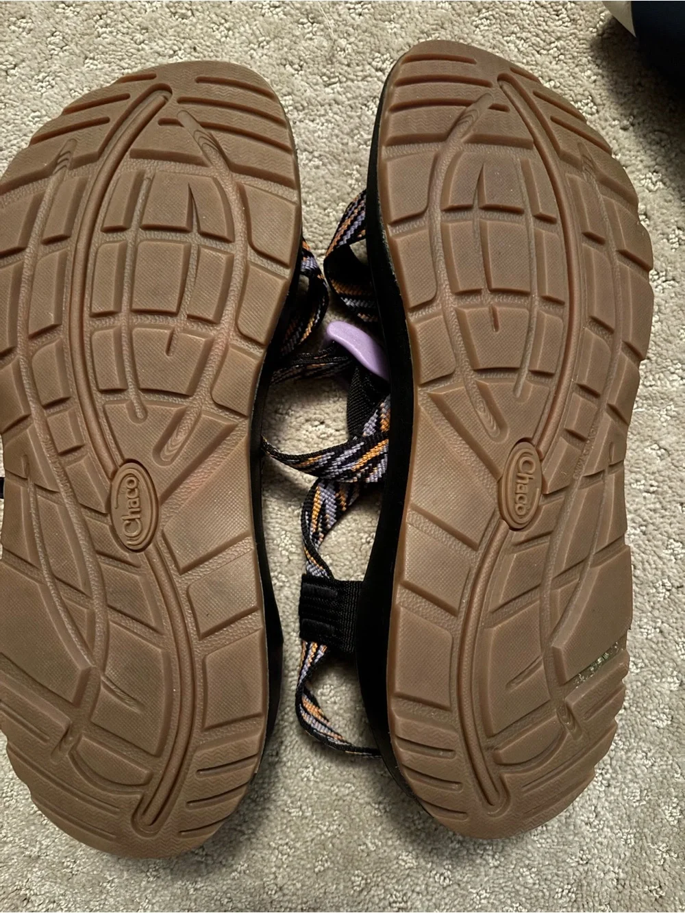 Chaco Women's Black Sandals with Purple and Orange Accents